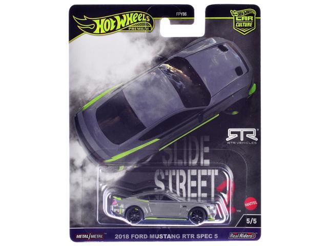 2018 Ford Mustang RTR Spec 5 Gray 'Slide Street 2' Series Diecast Model Car by Hot Wheels