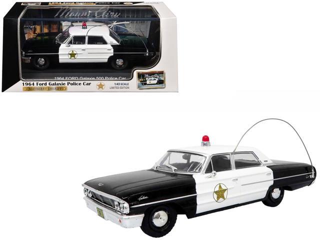 1964 Ford Galaxie 500 Police Car 'Mount Airy Mayberry Sheriff' Black and White 1/43 Diecast Model by Iconic Replicas