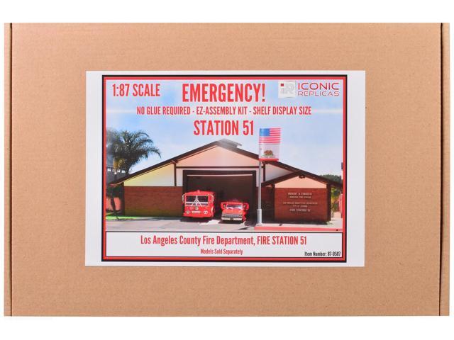 Fire Station 51 LACoFD Diorama EZ Assembly Kit 'Emergency!' (1972-1977) TV Series 1/87 (HO) Model by Iconic Replicas