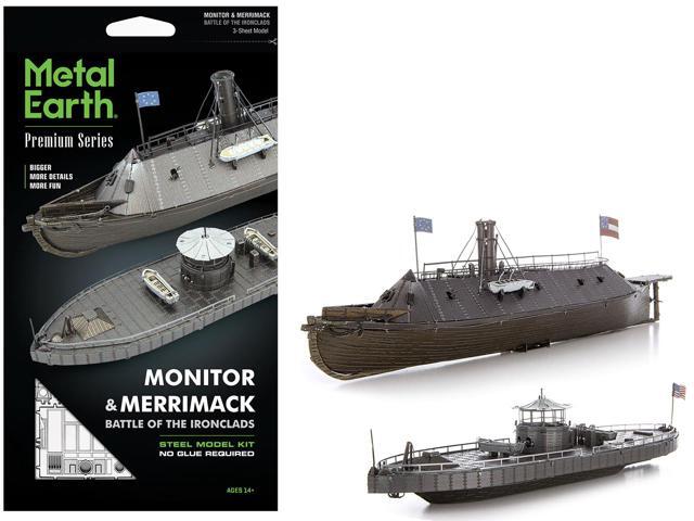 Model Kit USS Monitor and USS Merrimack Ironclad Warships 'Battle of the Ironclads' Steel Model Kit by Metal Earth