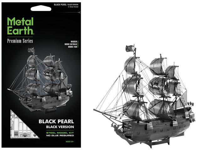 Model Kit Black Pearl Ship Black Version (Moderate Difficulty) Steel Model Kit by Metal Earth