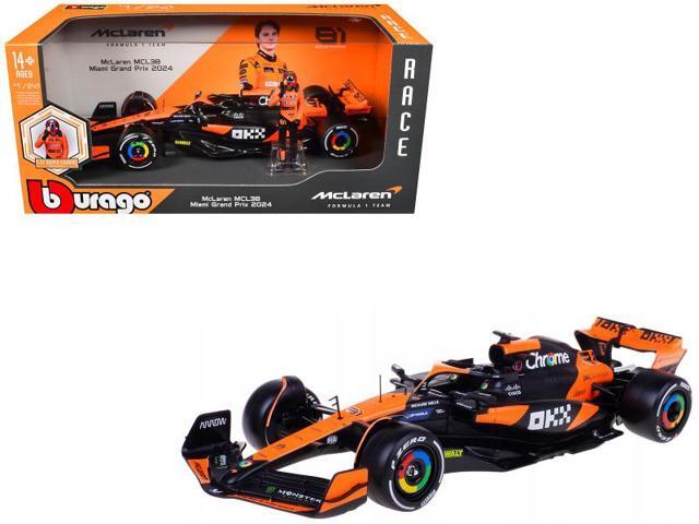 McLaren MCL38 #81 Oscar Piastri 'OKX' Formula One F1 'Miami GP' (2024) w/Figure 1/24 Diecast Model Car by Bburago