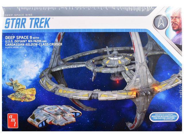 Skill 2 Model Kit Deep Space 9 Space Station with USS Space Ship and Cadassian Keldon-Class Cruiser 1/3300 Scale Model by AMT
