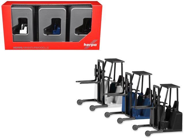 Forklifts with Trailer Bumper 3 Piece Set 1/87 (HO) Scale Plastic Model Car by Promotex