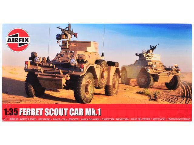 Level 2 Model Kit Ferret Scout Mk.1 Armored Car with 3 Scheme Options 1/35 Plastic Model Kit by Airfix
