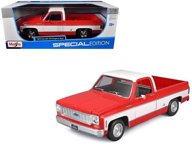 1974 Chevrolet C10 Cheyenne Super Pickup Truck Red and White 'Special Edition' 1/18 Diecast Model Car by Maisto
