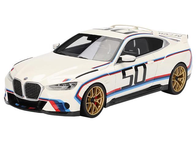 BMW M4 3.0 CSL #50 White with Blue and Red Stripes 1/18 Model Car by Top Speed