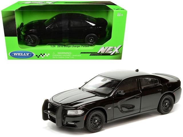 2016 Dodge Charger Pursuit Police Interceptor Black Unmarked 'Police Pursuit' Series 1/24 Diecast Model Car by Welly