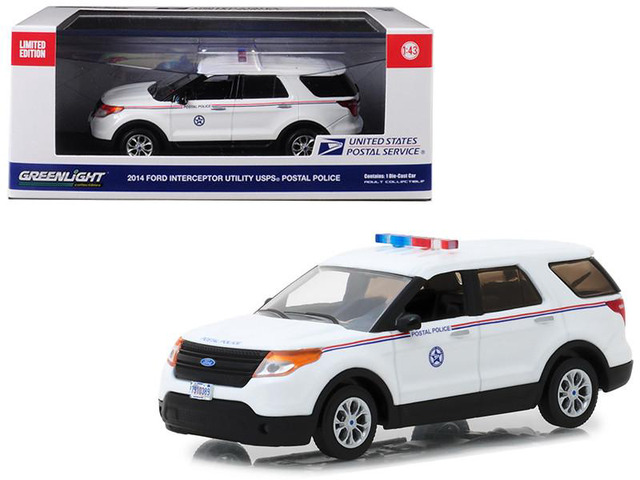 2014 Ford Interceptor Utility Postal Police 'United States Postal Service' (USPS) White 1/43 Diecast Model Car by Greenlight