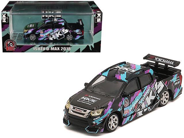 Isuzu D-Max Lowrider Truck RHD 'HKS' Black with Graphics 'Thailand Diecast Expo 2025' 1/64 Diecast Model Car by BM Creations