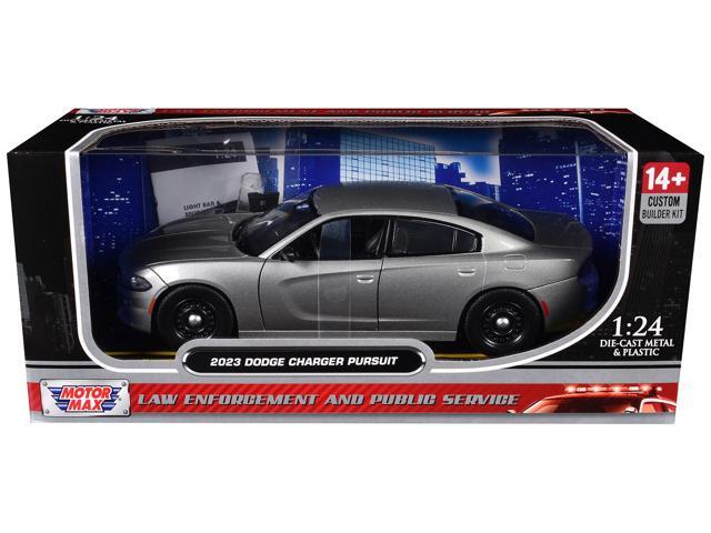 2023 Dodge Charger Pursuit Police Car Silver Metallic 'Custom Builder's Kit' 1/24 Diecast Model Car by Motormax