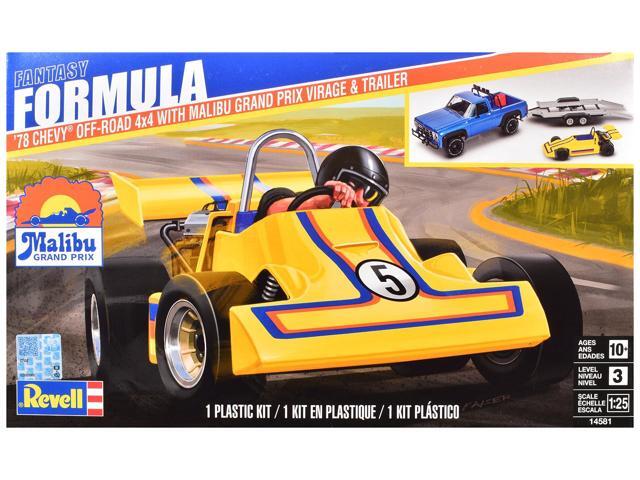 Level 3 Model Kit 1978 Chevrolet Off-Road 4x4 Truck and 'Malibu Grand Prix' Virage with Trailer 1/25 Scale Model by Revell