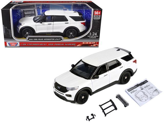 2022 Ford Police Interceptor Utility Unmarked White 'Builder's Kit' 1/24 Diecast Model Car by Motormax
