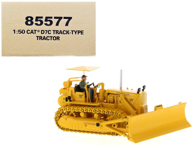 CAT Caterpillar D7C Track-Type Tractor Dozer Yellow with Operator 'Vintage Series' 1/50 Diecast Model by Diecast Masters