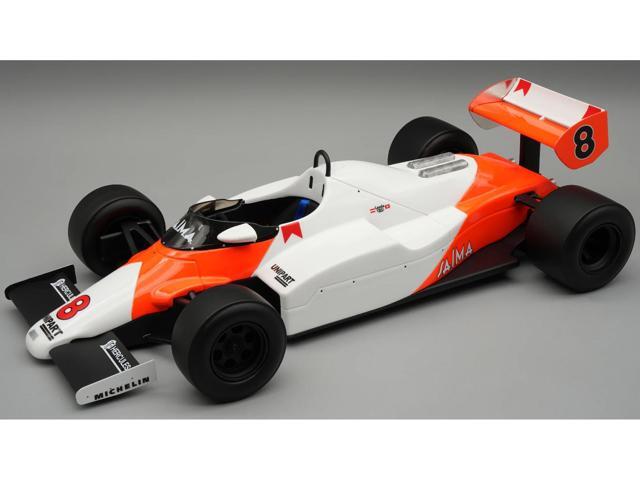 McLaren MP4/1C #8 2nd Place F1 'United States GP West' (1983) with Display Case 'Mythos Series' 1/18 Model Car by Tecnomodel