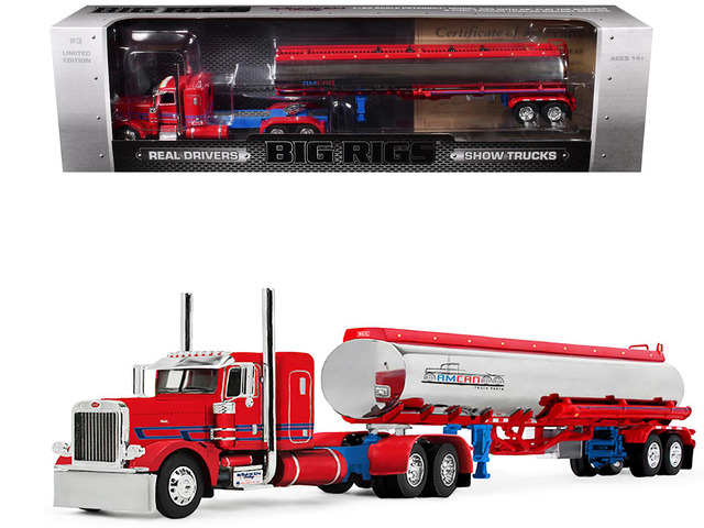 Peterbilt 389 with 36' Flat Top Sleeper and Heil Fuel Tank 'Sancken Custom Truck by Amcan' 1/64 Diecast Model by DCP/First Gear
