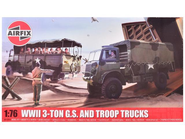 Level 2 Model Kit of WWII 3-Ton General Service and Troop Trucks 1/76 Plastic Model Kit by Airfix