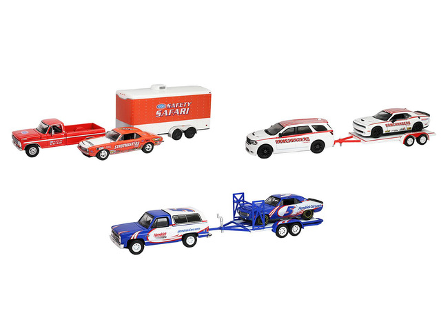 'Racing Hitch & Tow' Series #6 Set of 3 pieces 1/64 Diecast Model Cars by Greenlight