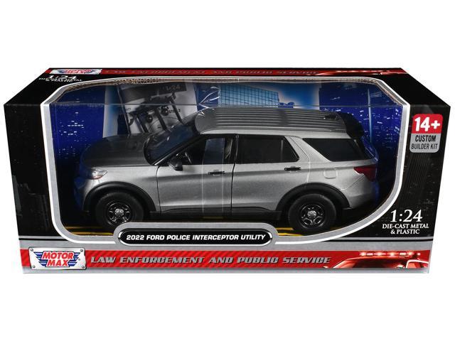 2022 Ford Police Interceptor Utility Unmarked Silver Metallic 'Builder's Kit' 1/24 Diecast Model Car by Motormax