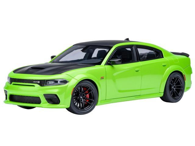 Dodge Charger Scat Pack Widebody Sublime Green with Matt Black Hood and Top 1/18 Car Model by Autoart