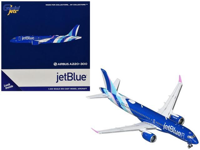 Airbus A220-300 Commercial Aircraft 'JetBlue Airways' (N3241J) Blue with Striped Tail 1/400 Diecast Model by GeminiJets