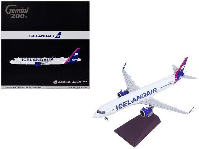 Airbus A321neo Commercial Aircraft 'Icelandair' (TF-IAA) White with Blue and Pink Tail 1/200 Diecast Model by GeminiJets