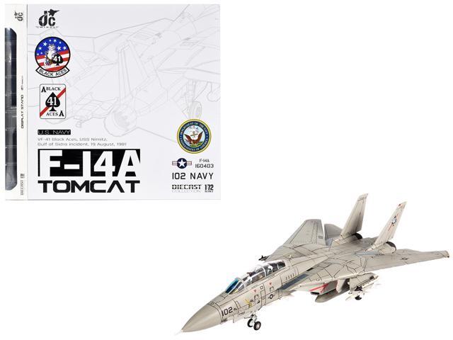 Grumman F-14A Tomcat Fighter Aircraft 'VF-41 Black Aces, USS Nimitz, Gulf of Sidra' 1981 US Navy 1/72 Diecast Model by JC Wings