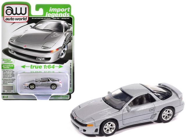 1993 Mitsubishi 3000GT VR-4 Zurich White Silver Metallic 'Import Legends' Series 1/64 Diecast Model Car by Auto World