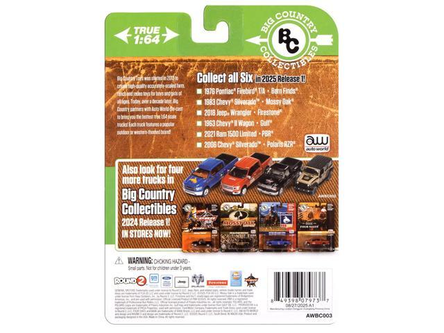 2021 Ram 1500 Limited Pickup Truck 'PBR' Gray Metallic with Graphics 1/64 Diecast Model Car by Auto World