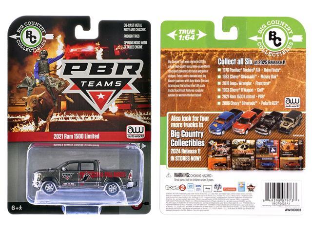 2021 Ram 1500 Limited Pickup Truck 'PBR' Gray Metallic with Graphics 1/64 Diecast Model Car by Auto World