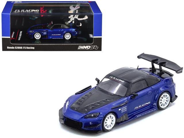 Honda S2000 RHD (Right Hand Drive) 'J's Racing' Blue Metallic with Carbon Hood and Top 1/64 Diecast Model Car by Inno Models