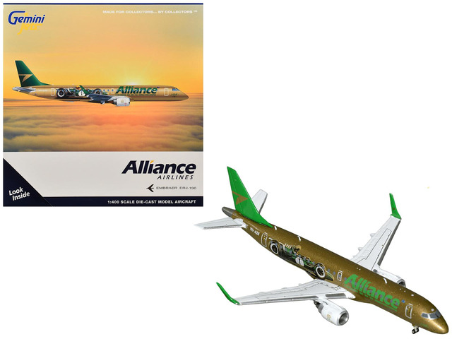 Embraer ERJ-190 Commercial Aircraft 'Alliance Airlines' Gold Metallic with Graphics 1/400 Diecast Model Airplane by GeminiJets