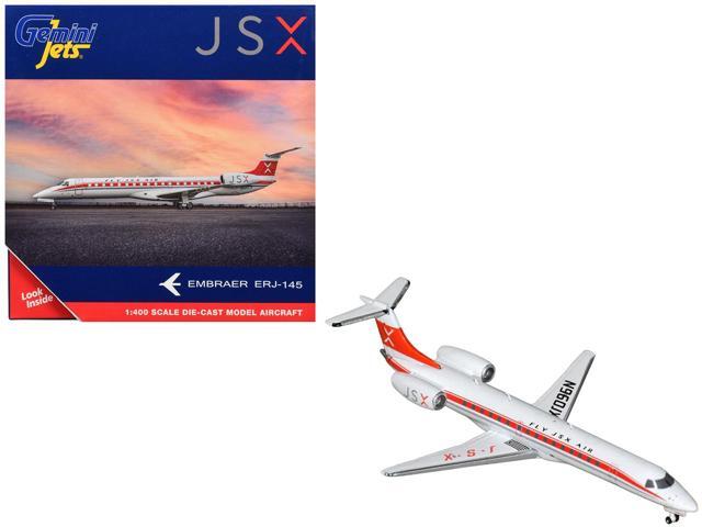 Embraer ERJ-145 Commercial Aircraft 'JSX' (N960JX) White with Red Stripes and Tail 1/400 Diecast Model Airplane by GeminiJets