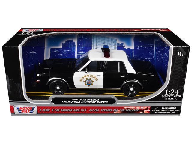 1986 Dodge Diplomat Police Car 'California Hwy Patrol' Black and White 1/24 Diecast Model Car by Motormax
