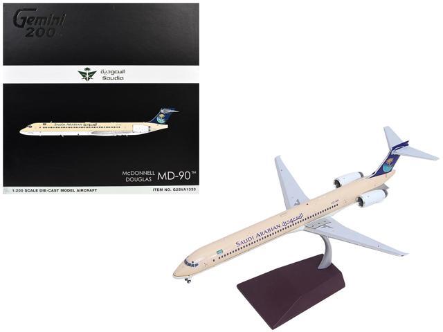 McDonnell Douglas MD-90 Commercial Aircraft 'Saudia Airlines' Beige with Blue Tail 1/200 Diecast Model by GeminiJets
