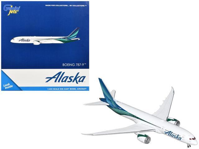Boeing 787-9 Commercial Aircraft 'Alaska Airlines' (N784HA) White with Blue and Green Tail 1/400 Diecast Model by GeminiJets