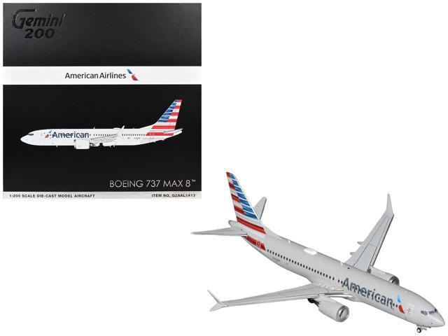 Boeing 737 MAX 8 Commercial Aircraft 'American Airlines' Gray with Striped Tail 'Gemini 200' 1/200 Diecast Model by GeminiJets