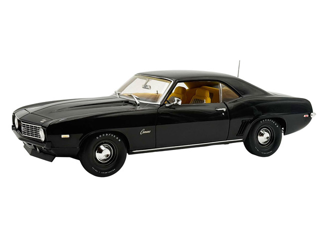1969 Chevrolet COPO Camaro Tuxedo Black with Yellow Interior Limited Edition to 402 pieces 1/18 Diecast Model Car by ACME