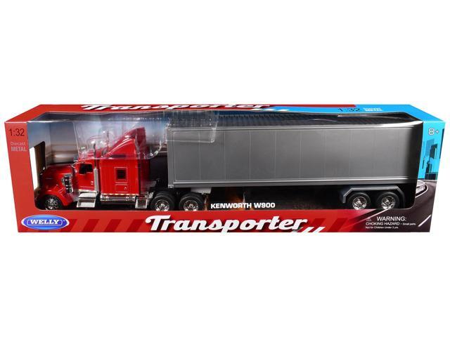 Kenworth W900 Truck Red with Gray Container 1/32 Diecast Model by Welly
