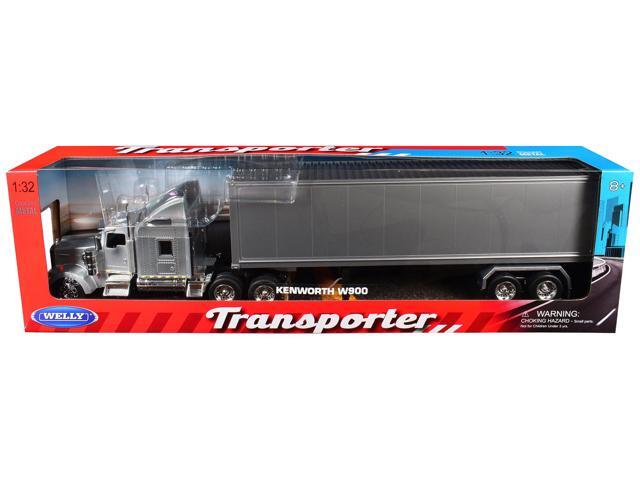 Kenworth W900 Truck Silver Metallic with Gray Container 1/32 Diecast Model by Welly