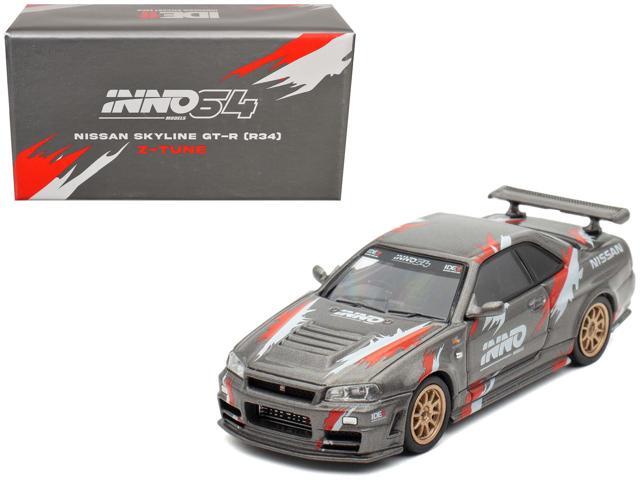 Nissan Skyline GT-R (R34) Z-Tune RHD Gray Metallic with Graphics 'Indonesia Diecast Expo' 1/64 Diecast Model Car by Inno Models