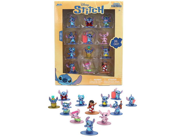 Set of 12 Diecast Figures 'Disney's Stitch' Franchise 'Nano Metalfigs' Series Diecast Models by Jada