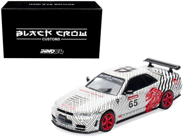 Nissan Skyline GT-R (R34) #65 White with Black Pinstripes 'Singapore Diecast Expo 2025' 1/64 Diecast Model Car by Inno Models