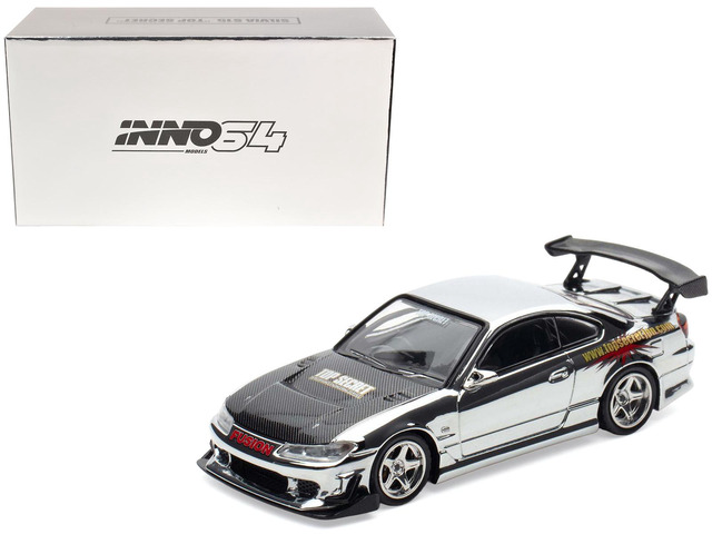 Nissan Silvia (S15) RHD Chrome w/Carbon Hood 'Tokyo Auto Salon Kuala Lumpur 2025 Event Ed' 1/64 Diecast Model Car by Inno Models