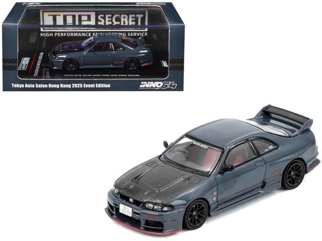 Nissan Skyline GT-R (BCNR33) Stealth Gray w/Carbon Hood 'Tokyo Auto Salon Hong Kong 2025' 1/64 Diecast Model Car by Inno Models