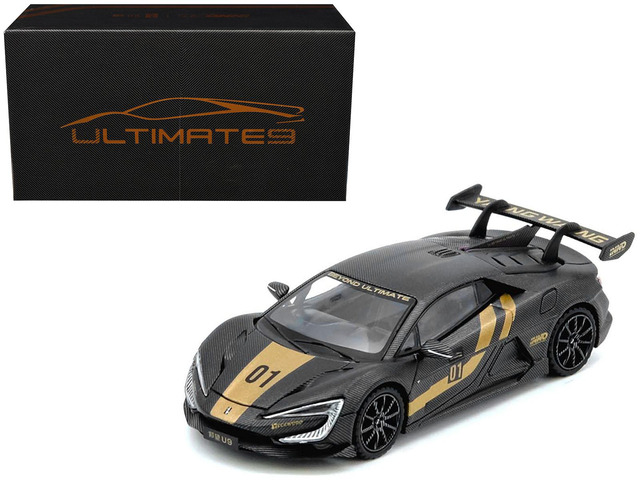 Yangwang U9 #01 Carbon Fiber with Gold Stripes 'APA XPO 2025 Event Edition' 1/64 Diecast Model Car by Inno Models