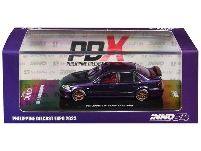 Honda Civic Ferio Si (EK) RHD Midnight Purple Metallic 'Philippine Diecast Expo 2025' 1/64 Diecast Model Car by Inno Models