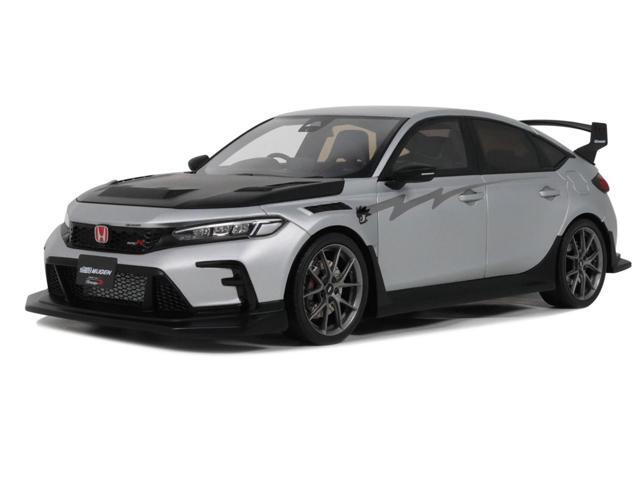 2024 Honda Civic Type R Mugen Group B RHD Matt Silver Metallic with Black Hood Limited Edition 1/18 Model Car by Otto Mobile