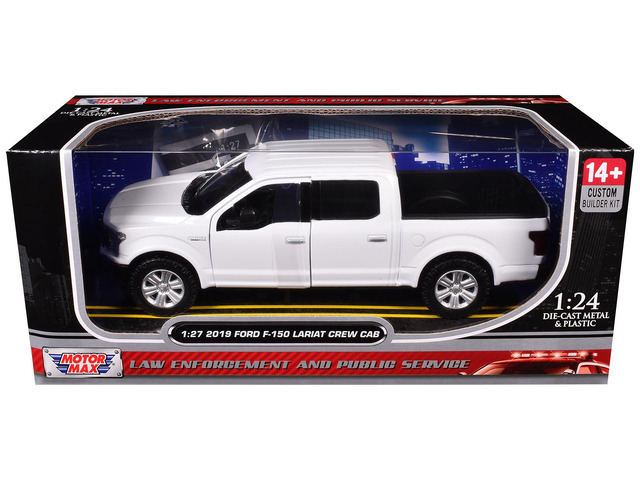 2019 Ford F-150 Lariat Crew Cab Truck Unmarked Plain White 'Custom Builder's Kit' 1/27 Diecast Model Car by Motormax