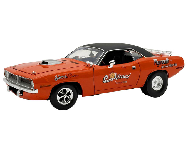 1970 Plymouth HEMI Cuda Vitamin C Orange with Black Vinyl Top Limited Edition to 444 pieces 1/18 Diecast Model Car by ACME